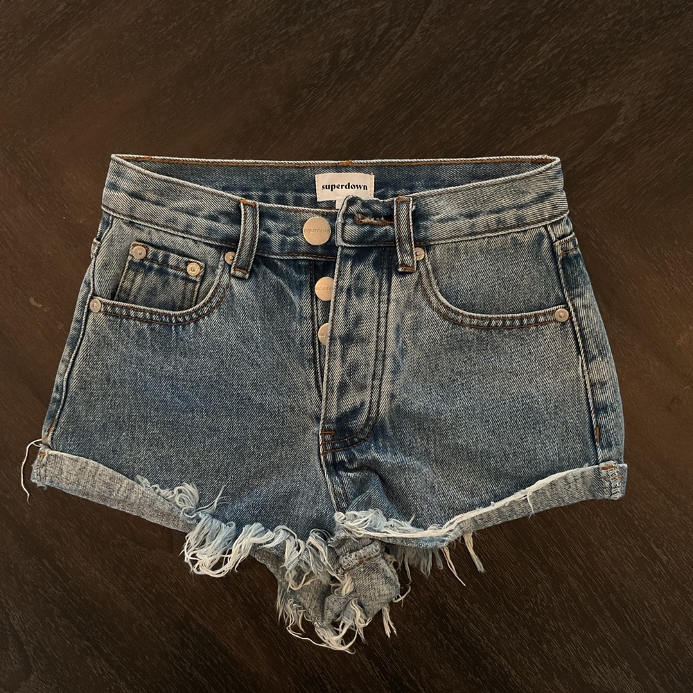 Superdown Distressed Blue Jean Shorts